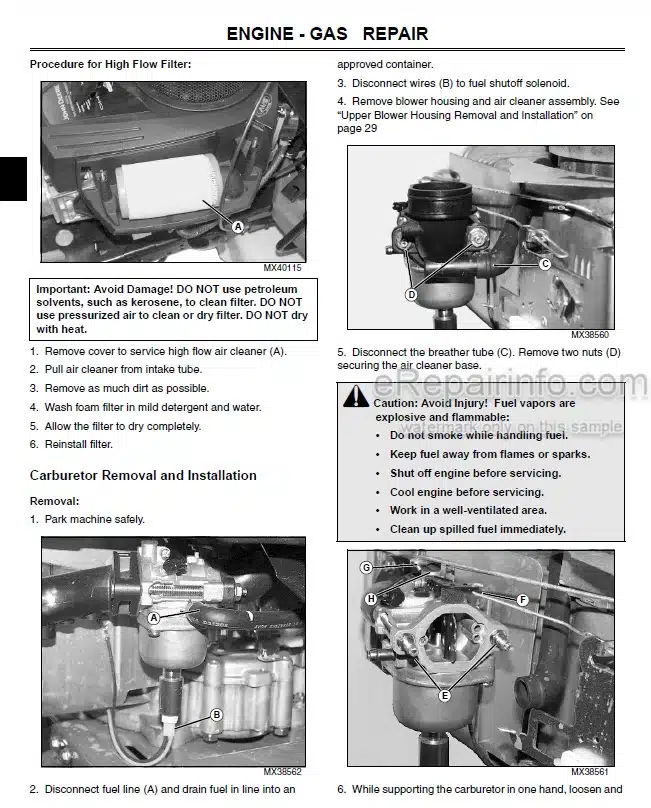 Photo 6 - John Deere LT150 LT160 LT170 LT180 LT190 Technical Repair Manual Lawn Tractor TM1975