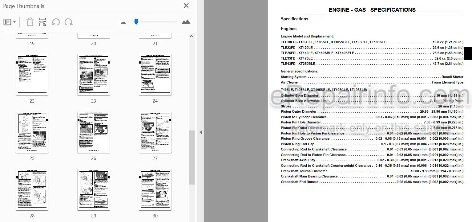Photo 3 - John Deere LE Series Technical Manual Trimmer And Edger TM2189