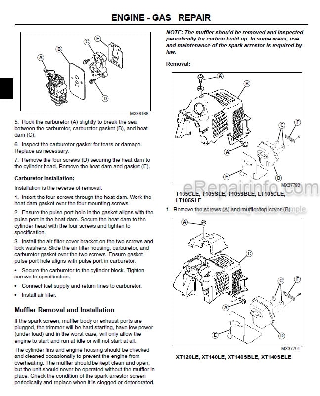 Photo 4 - John Deere LE Series Technical Manual Trimmer And Edger TM2189