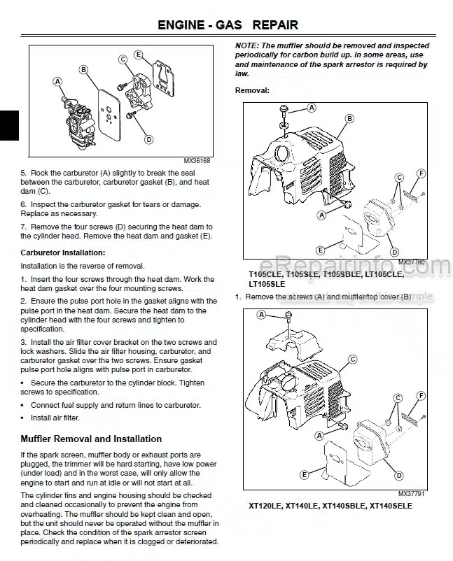 Photo 4 - John Deere LE Series Technical Manual Trimmer And Edger TM2189