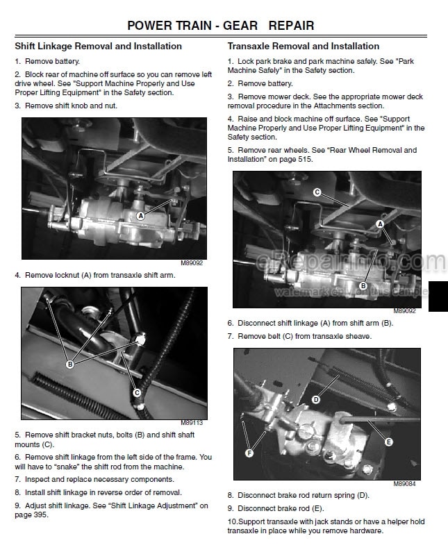 Photo 7 - John Deere LA105 LA115 LA125 LA135 LA145 LA155 LA165 LA175 Technical Repair Manual Tractor TM103419
