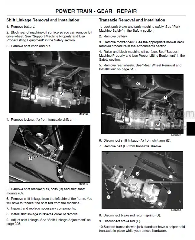 Photo 1 - John Deere LT150 LT160 LT170 LT180 LT190 Technical Repair Manual Lawn Tractor TM1975