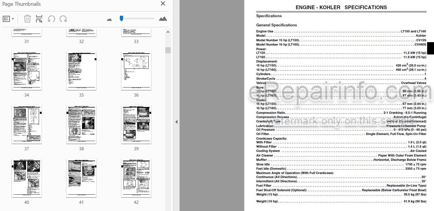 Photo 4 - John Deere LT150 LT160 LT170 LT180 LT190 Technical Repair Manual Lawn Tractor TM1975