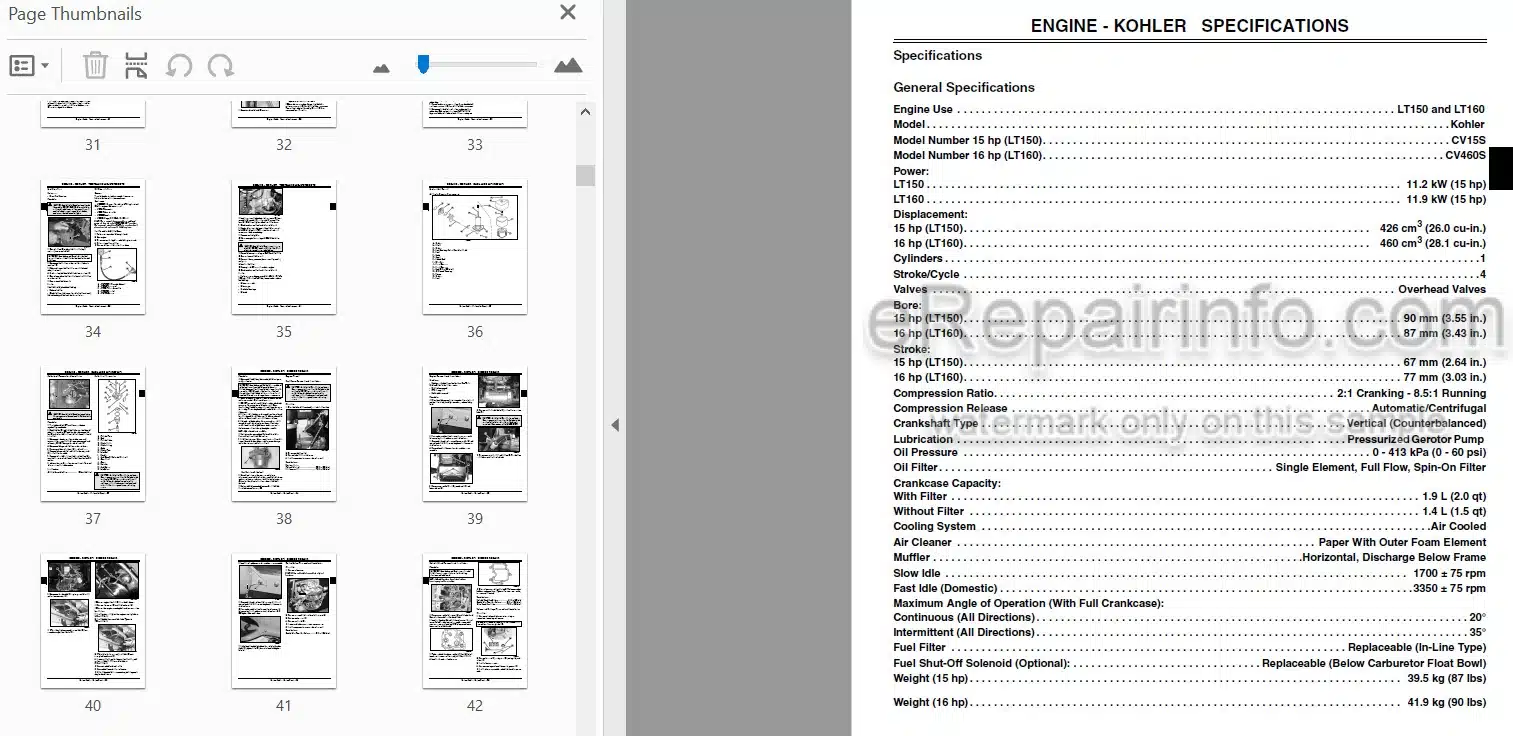 Photo 4 - John Deere LT150 LT160 LT170 LT180 LT190 Technical Repair Manual Lawn Tractor TM1975