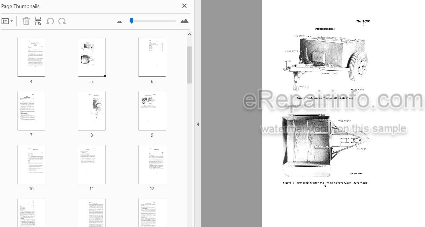 Photo 4 - John Deere M8 Technical Repair Manual Armored Trailer TM9-791