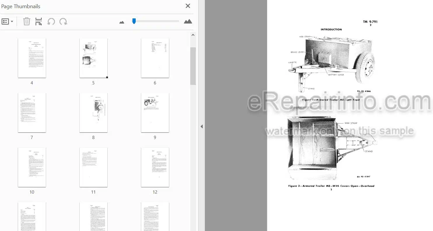 Photo 4 - John Deere M8 Technical Repair Manual Armored Trailer TM9-791