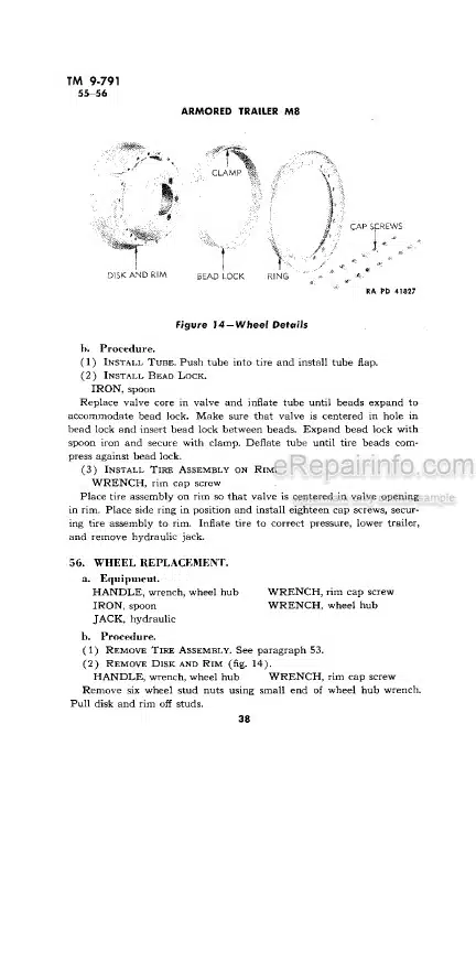 Photo 3 - John Deere M8 Technical Repair Manual Armored Trailer TM9-791
