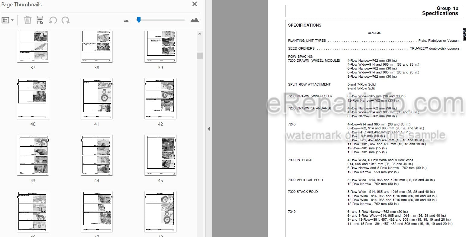 Photo 4 - John Deere Max Emerge 2 7200 7300 Technical Repair Manual Planter TM1344