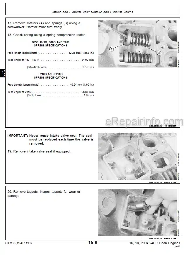 Photo 6 - John Deere Onan 16 18 20 24 HP Technical Manual Engine CTM2