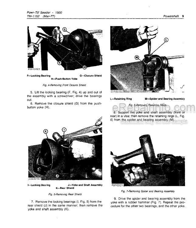 Photo 10 - John Deere Power Till 1500 Technical Repair Manual Seeder TM1152