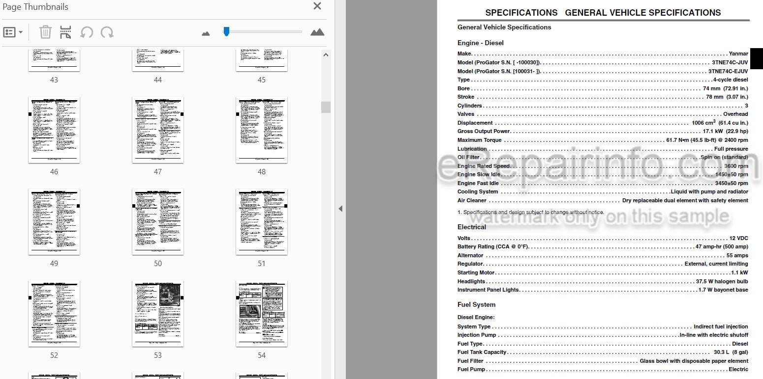 Photo 4 - John Deere Pro Gator 2030 Technical Repair Manual Utility Vehicle TM1944