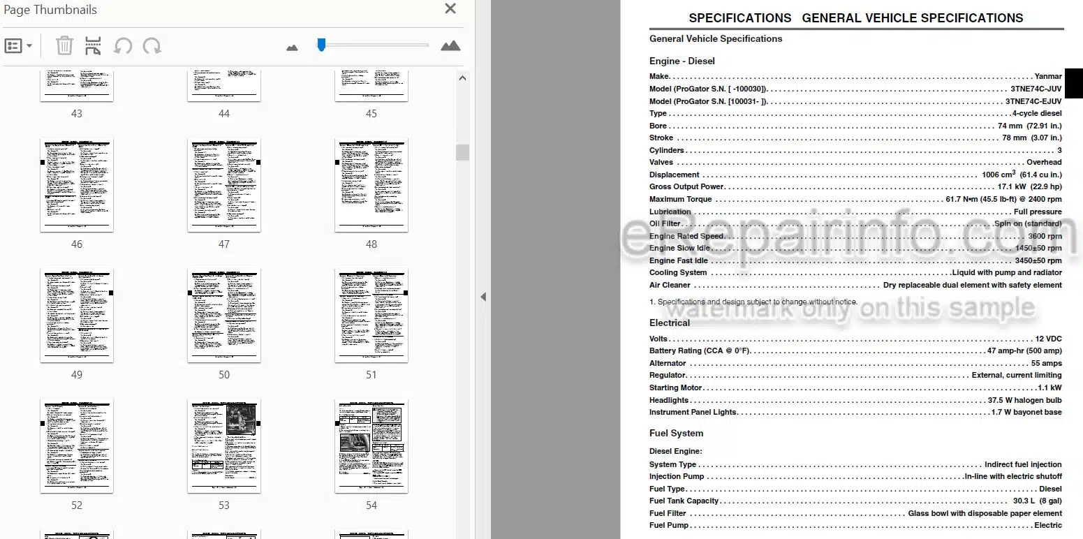 Photo 4 - John Deere Pro Gator 2030 Technical Repair Manual Utility Vehicle TM1944