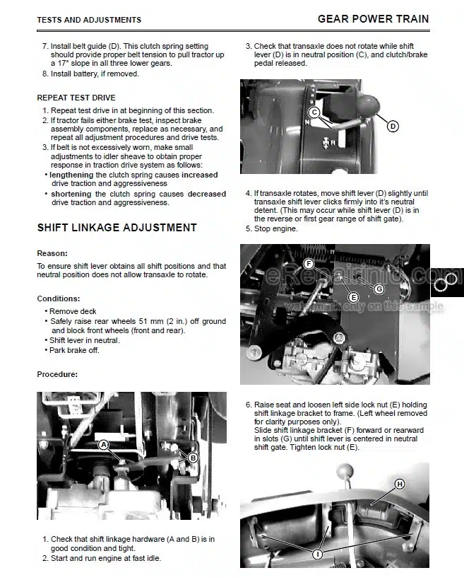 Photo 7 - John Deere Sabre 1338 To 1646 Technical Repair Manual Lawn Tractor TM-GX10131