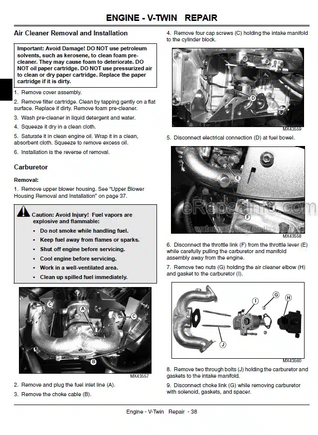 Photo 6 - John Deere X110 X120 X140 Technical Repair Manual Tractor TM2373