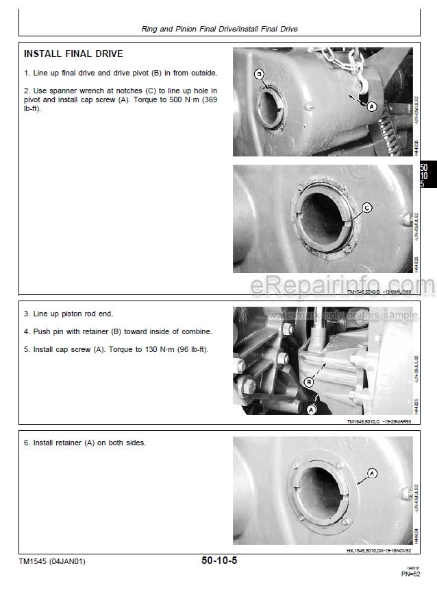 Photo 1 - John Deere Side Hill 9500 Repair Operation And Tests Technical Manual Combine TM1545