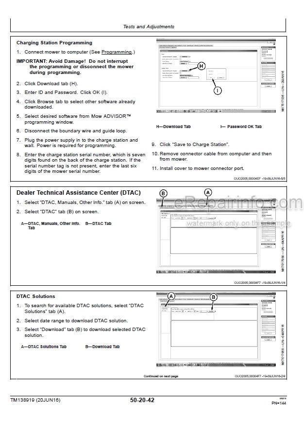 Photo 4 - John Deere Tango E5 MOWIT 500F Series II Technical Repair Manual Robotic Mower TM138919