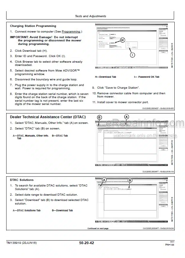 Photo 4 - John Deere Tango E5 MOWIT 500F Series II Technical Repair Manual Robotic Mower TM138919