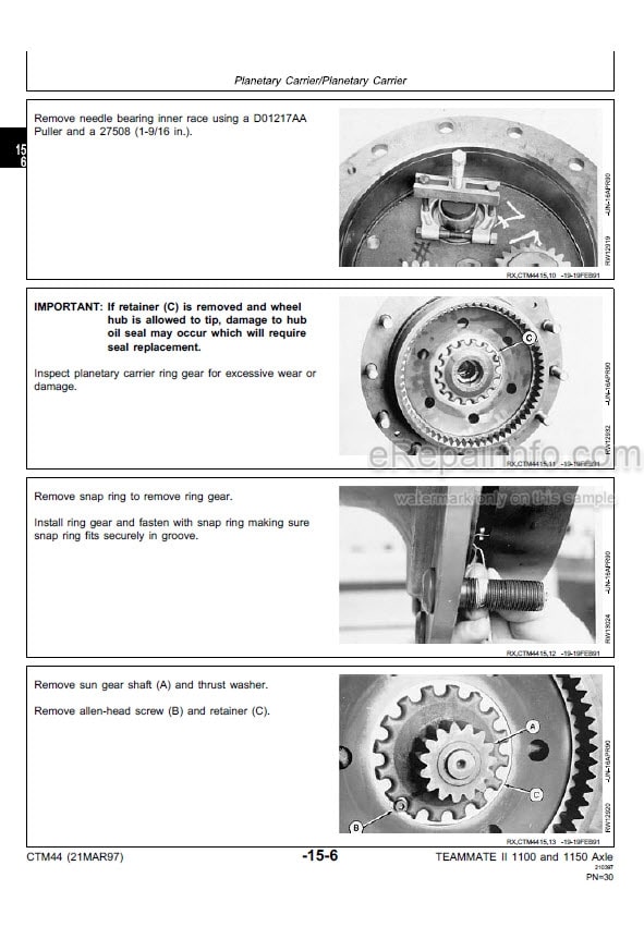 Photo 12 - John Deere Teammate 2561R 1100 1150 Technical Manual Outboard Planetary Axles CTM44