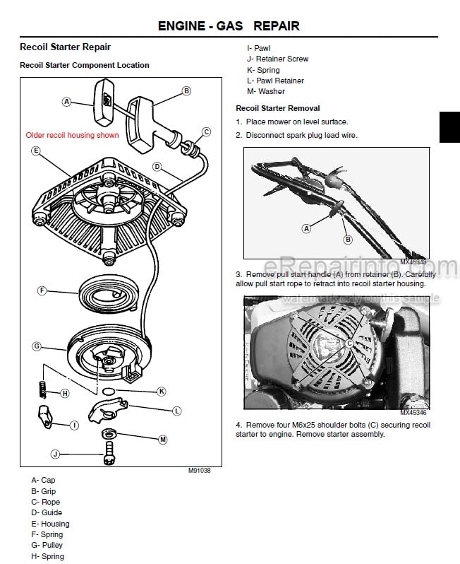 Photo 3 - John Deere WE80 WE85 Technical Repair Manual Commercial Walk Behind Mower TM112819