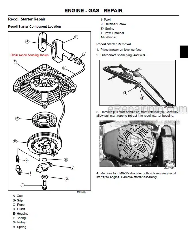 Photo 3 - John Deere WE80 WE85 Technical Repair Manual Commercial Walk Behind Mower TM112819