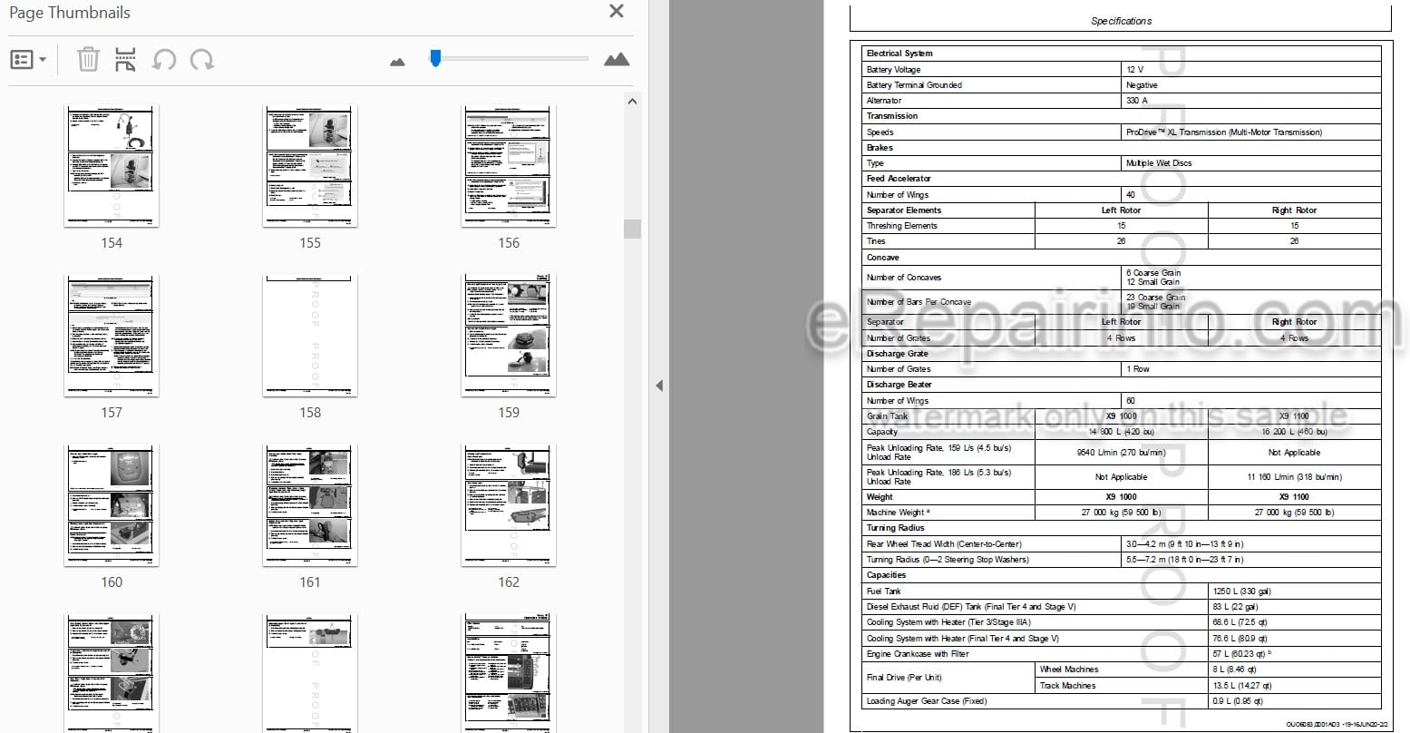 Photo 3 - John Deere X9 1000 X9 1100 Repair Technical Manual Combine TM154519
