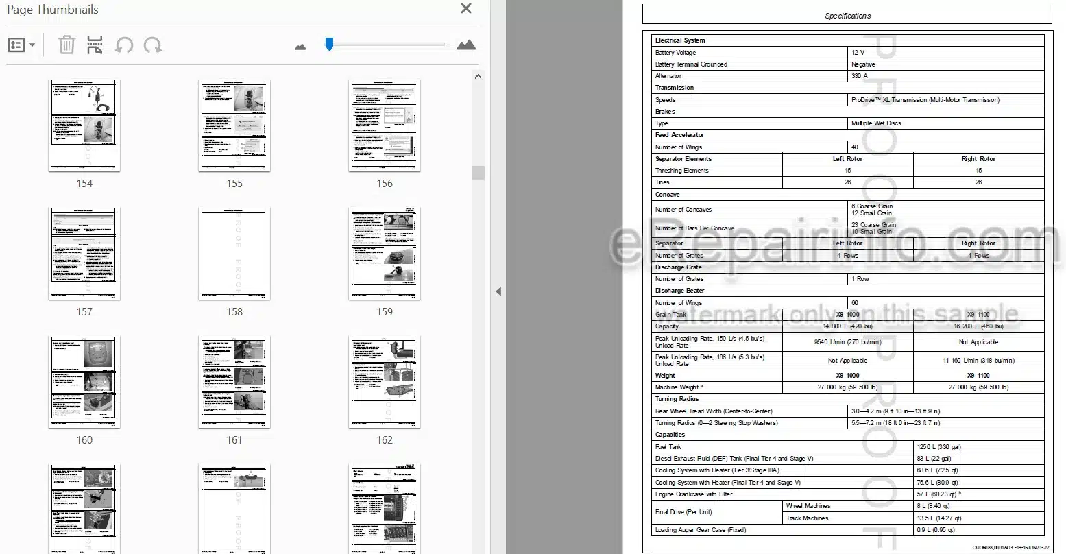 Photo 3 - John Deere X9 1000 X9 1100 Repair Technical Manual Combine TM154519