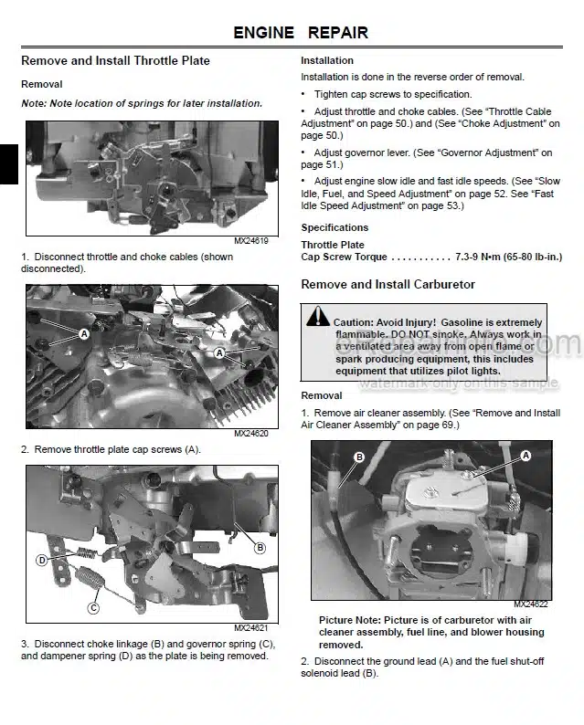 Photo 7 - John Deere WE80 WE85 Technical Repair Manual Commercial Walk Behind Mower TM112819