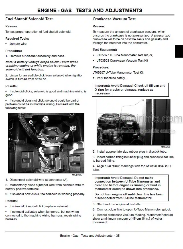 Photo 7 - John Deere Z510A Z-Trak Estate Series Technical Repair Manual Mower TM101219