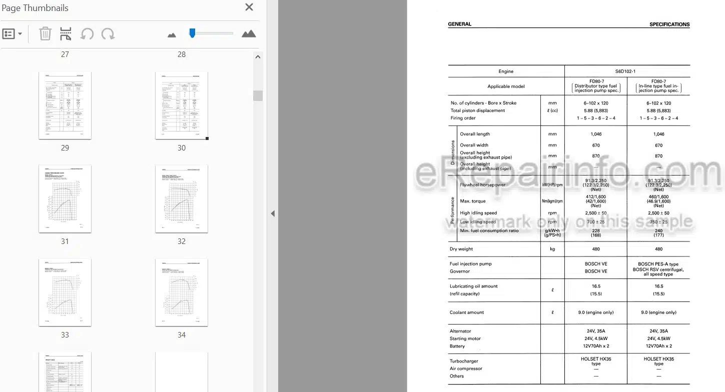Photo 4 - Komatsu 102 Series CX DX 6D102-1 Shop Manual Diesel Engine For Komatsu Forklift SM104-KFI-6D102E