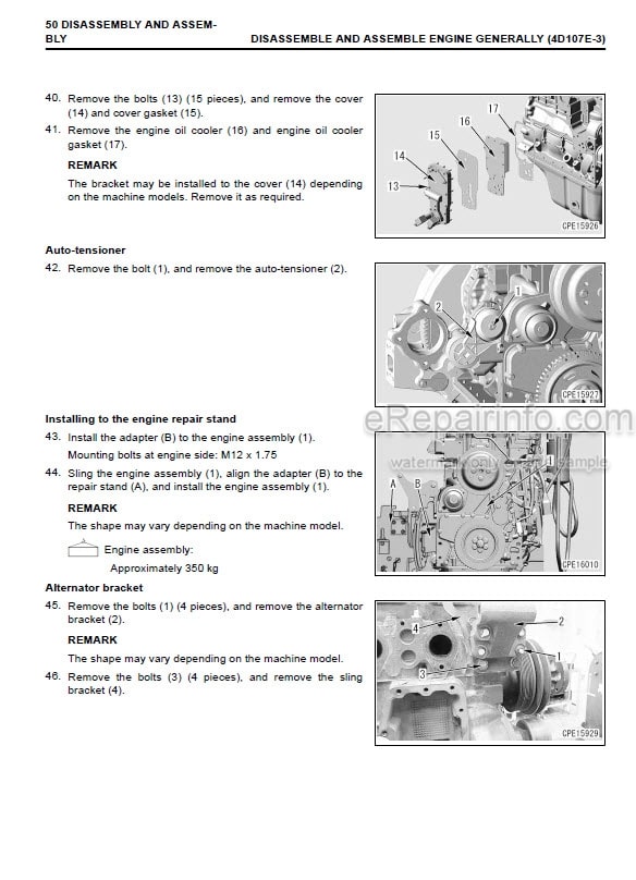 Photo 2 - Komatsu 107E-3 Series SAA4D107E-3 Shop Manual Engine For Komatsu Forklift SEN06655-00