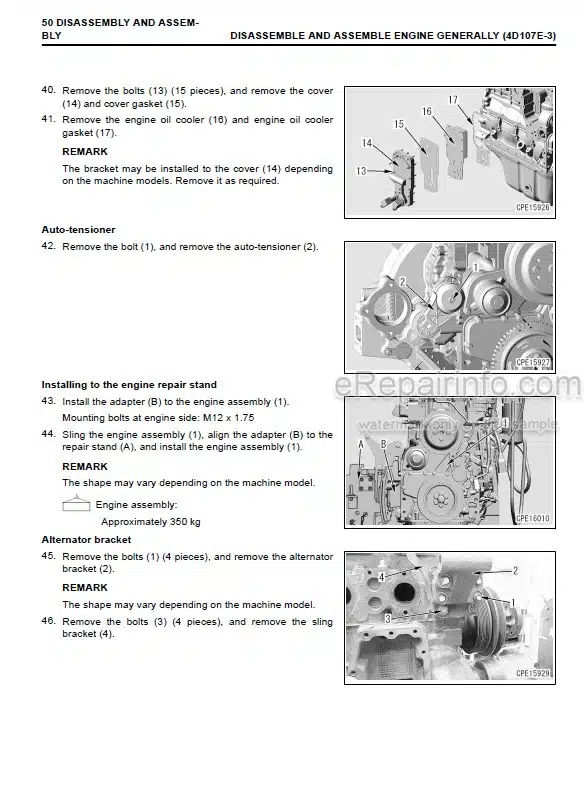 Photo 2 - Komatsu 107E-3 Series SAA4D107E-3 Shop Manual Engine For Komatsu Forklift SEN06655-00