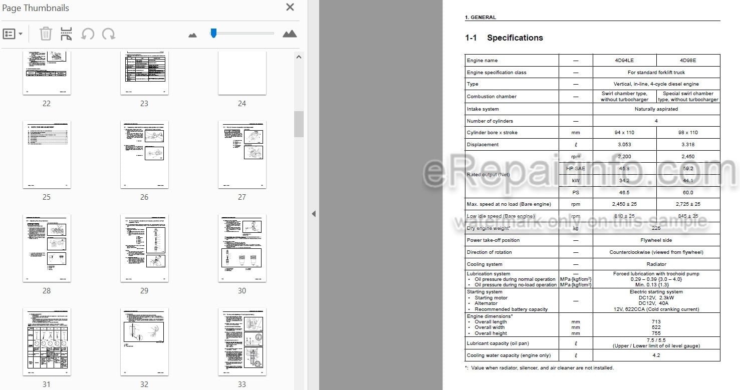 Photo 3 - Komatsu 4D94LE 4D98E Shop Manual Diesel Engine For Komatsu Forklift 4D94E17-BE2
