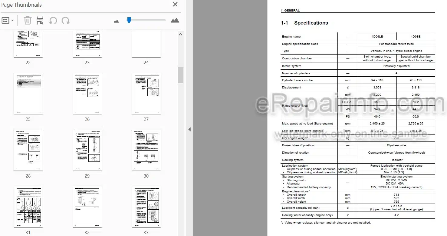 Photo 3 - Komatsu 4D94LE 4D98E Shop Manual Diesel Engine For Komatsu Forklift 4D94E17-BE2