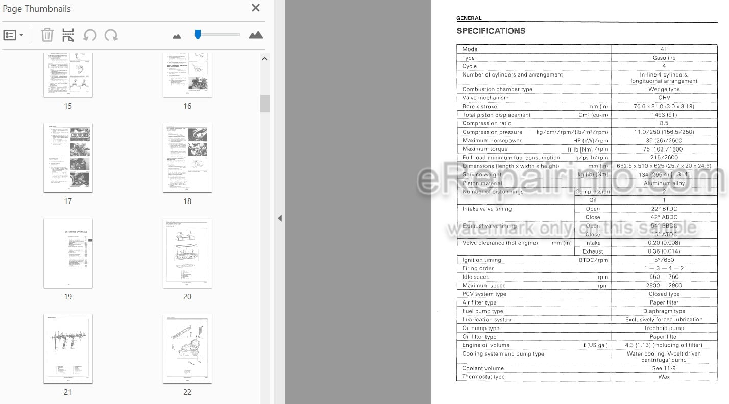 Photo 3 - Komatsu 4P Shop Manual Gasoline Engine For Komatsu Forklift