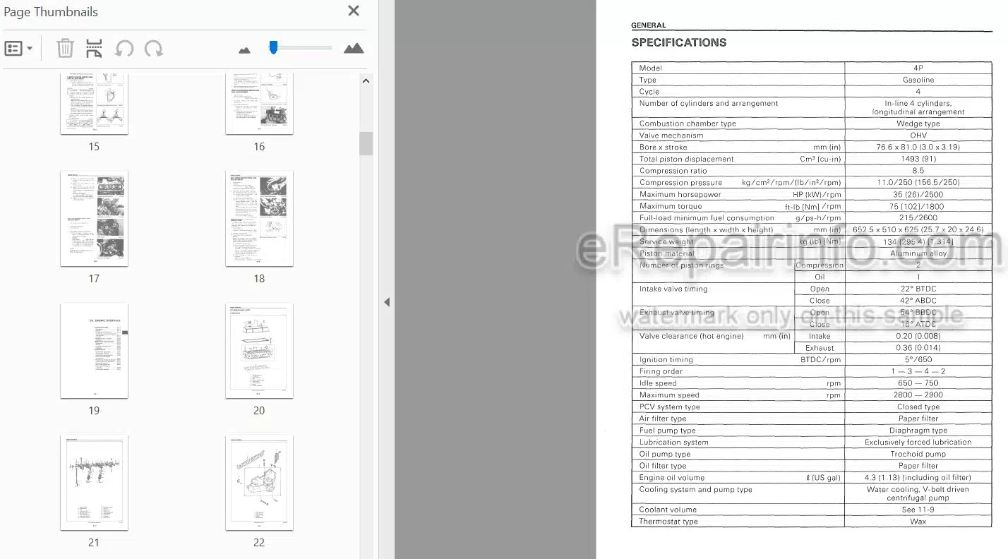 Photo 3 - Komatsu 4P Shop Manual Gasoline Engine For Komatsu Forklift