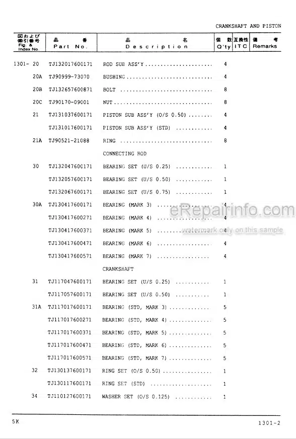 Photo 4 - Komatsu 5K Parts Manual Gasoline Engine PGA5K00-01