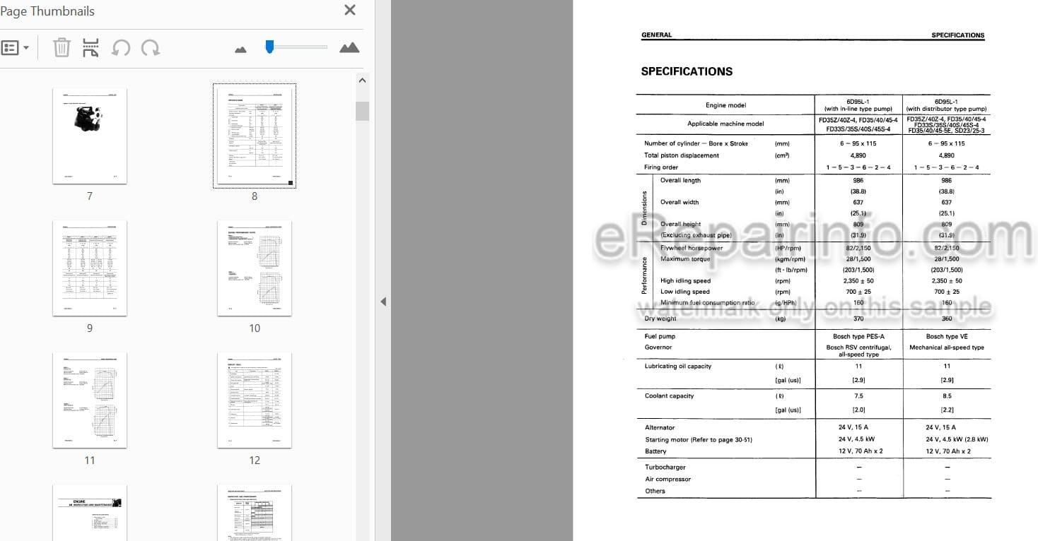 Photo 4 - Komatsu 6D96L S6D95L-1 Shop Manual Diesel Engine Komatsu For Komatsu Forklift SM002