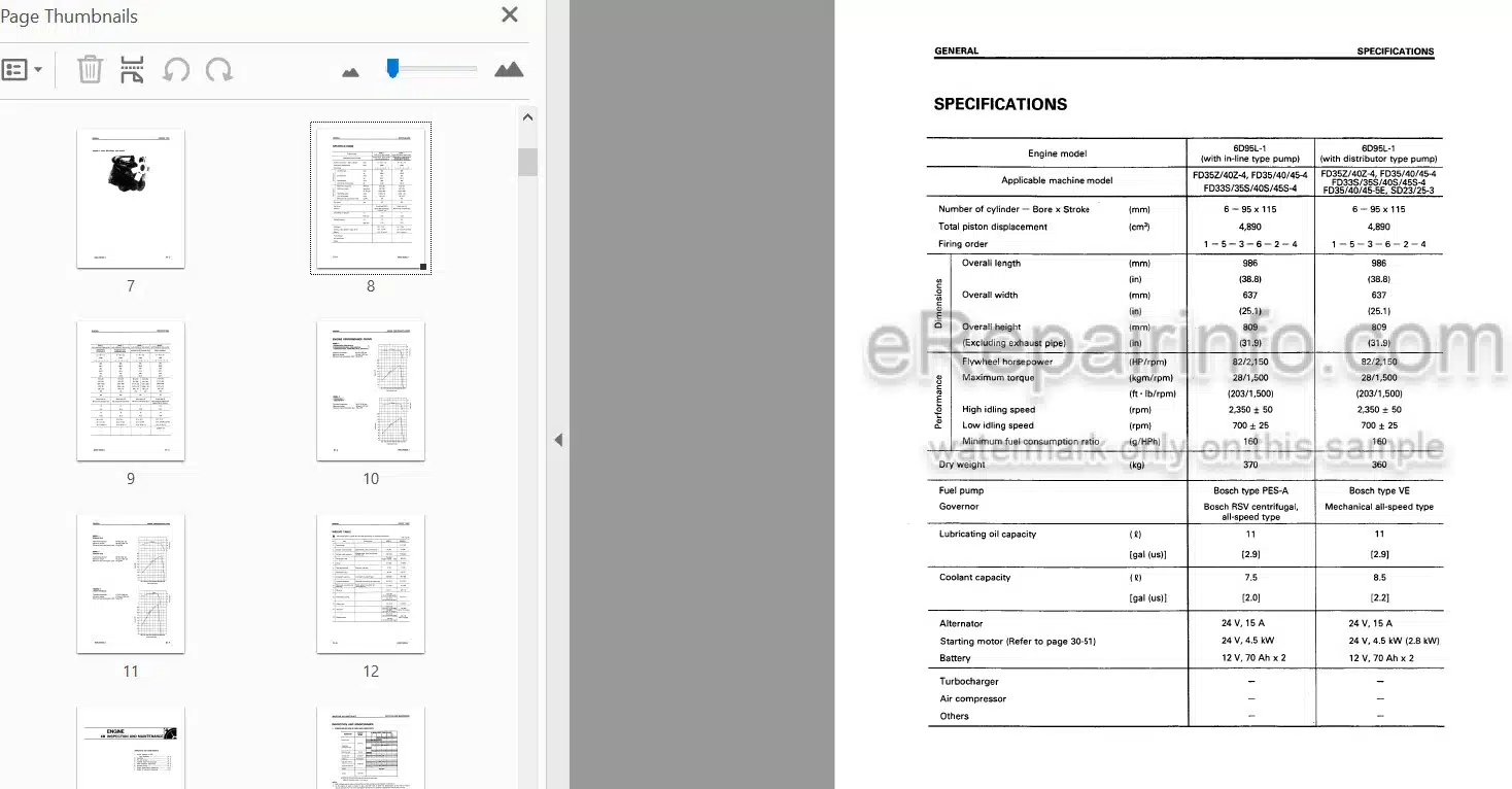 Photo 4 - Komatsu 6D96L S6D95L-1 Shop Manual Diesel Engine Komatsu For Komatsu Forklift SM002