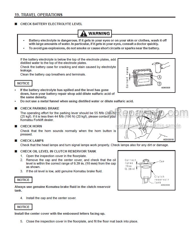 Photo 9 - Komatsu AX20 BX20 FG15-17 To FD30T-14 Operation And Maintenance Manual Forklift Truck OM073