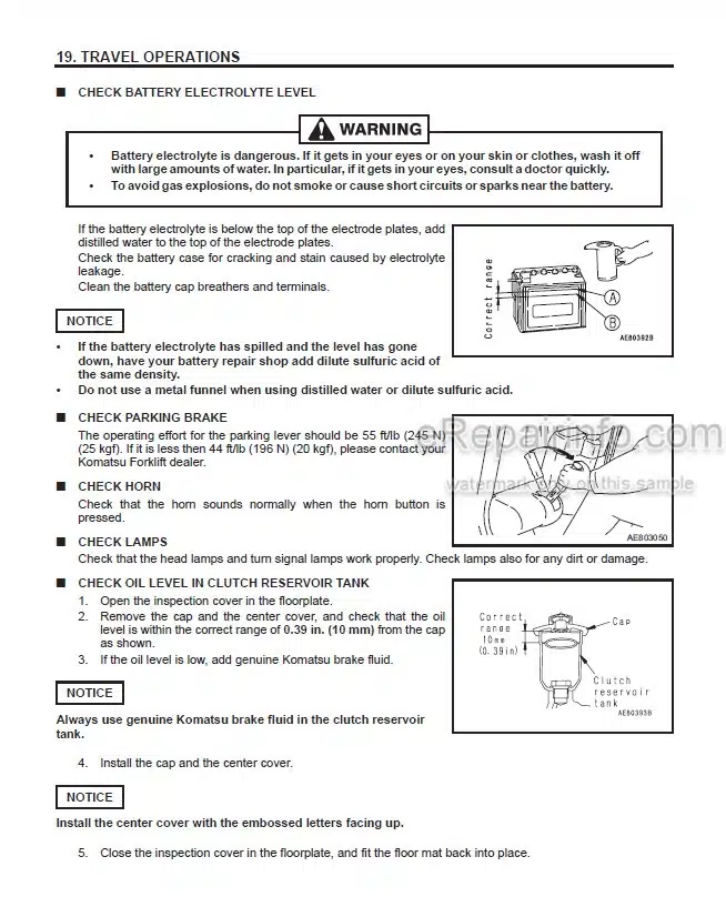 Photo 9 - Komatsu AX20 BX20 FG15-17 To FD30T-14 Operation And Maintenance Manual Forklift Truck OM073