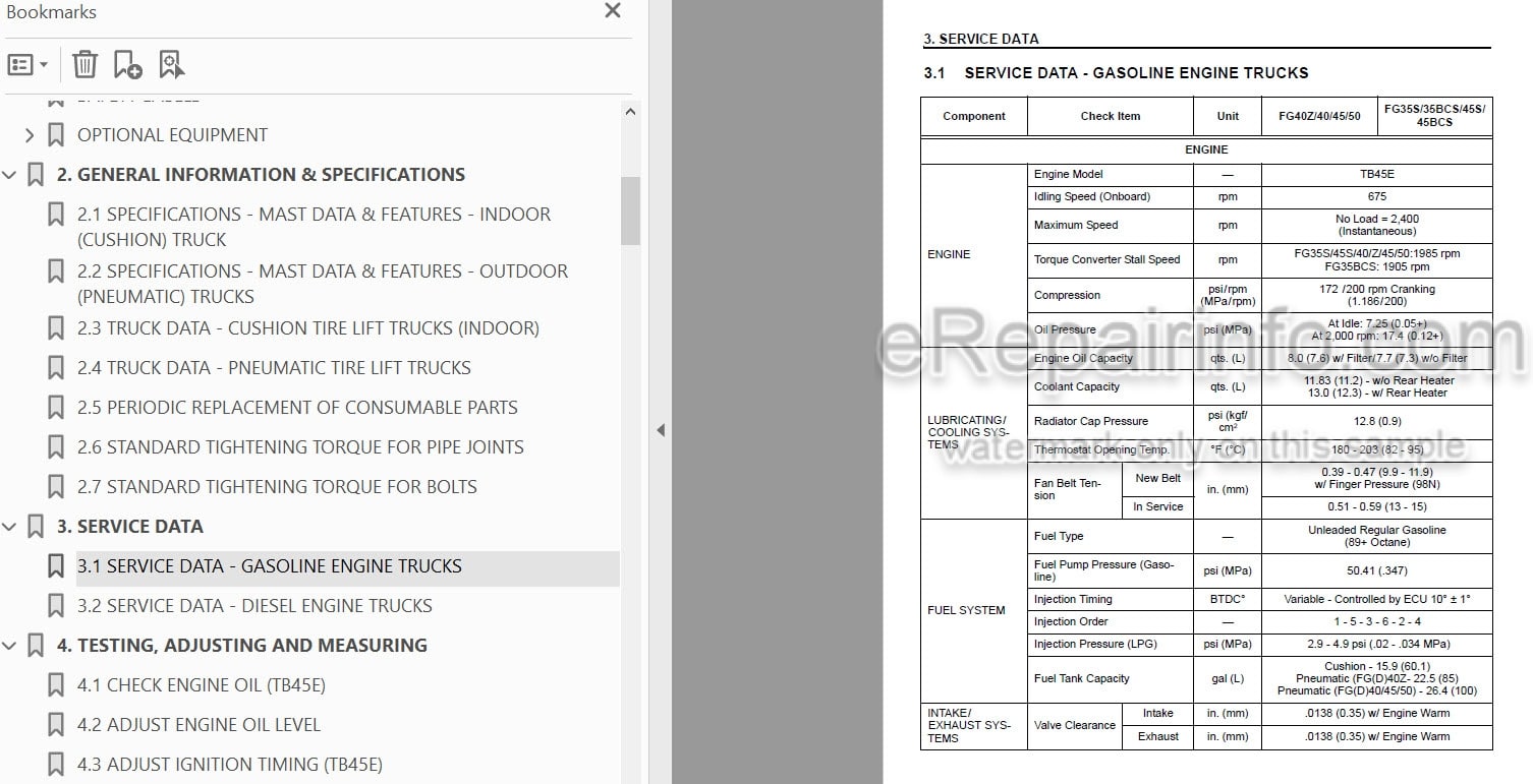 Photo 3 - Komatsu CX20 Series FG35-8 To FD50AT2-8 Service Manual Forklift Truck SM202