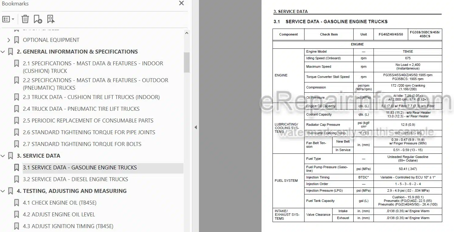 Photo 3 - Komatsu CX20 Series FG35-8 To FD50AT2-8 Service Manual Forklift Truck SM202