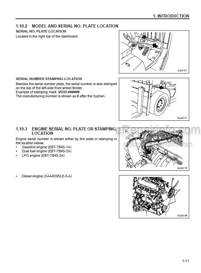 Photo 12 - Komatsu CX50 FG40ZTU-10 To FD50AY-10 Operation And Maintenance Manual Forklift Truck OM304[S]