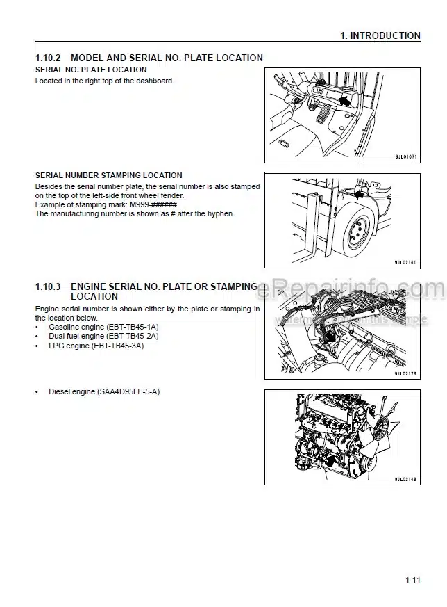 Photo 6 - Komatsu CX50 FG40ZTU-10 To FD50AY-10 Operation And Maintenance Manual Forklift Truck OM304[S]