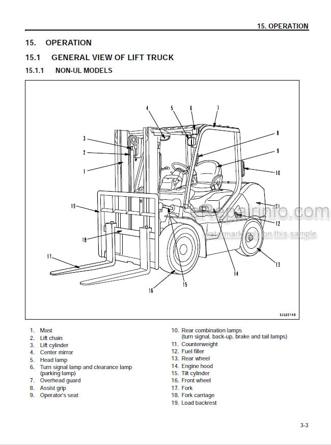 Photo 4 - Komatsu CX50 FG40ZTU-10 To FD50AY-10 Operation And Maintenance Manual Forklift Truck OM304