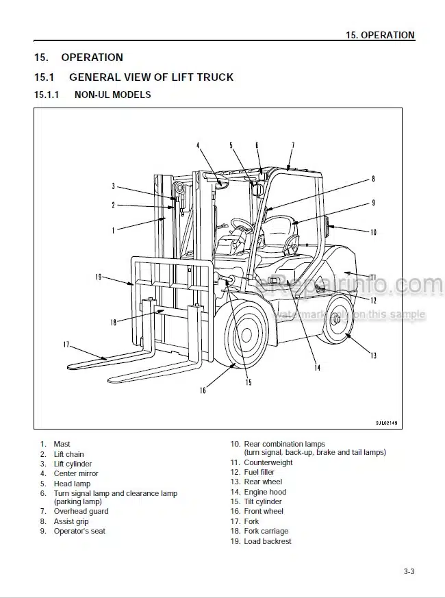 Photo 4 - Komatsu CX50 FG40ZTU-10 To FD50AY-10 Operation And Maintenance Manual Forklift Truck OM304
