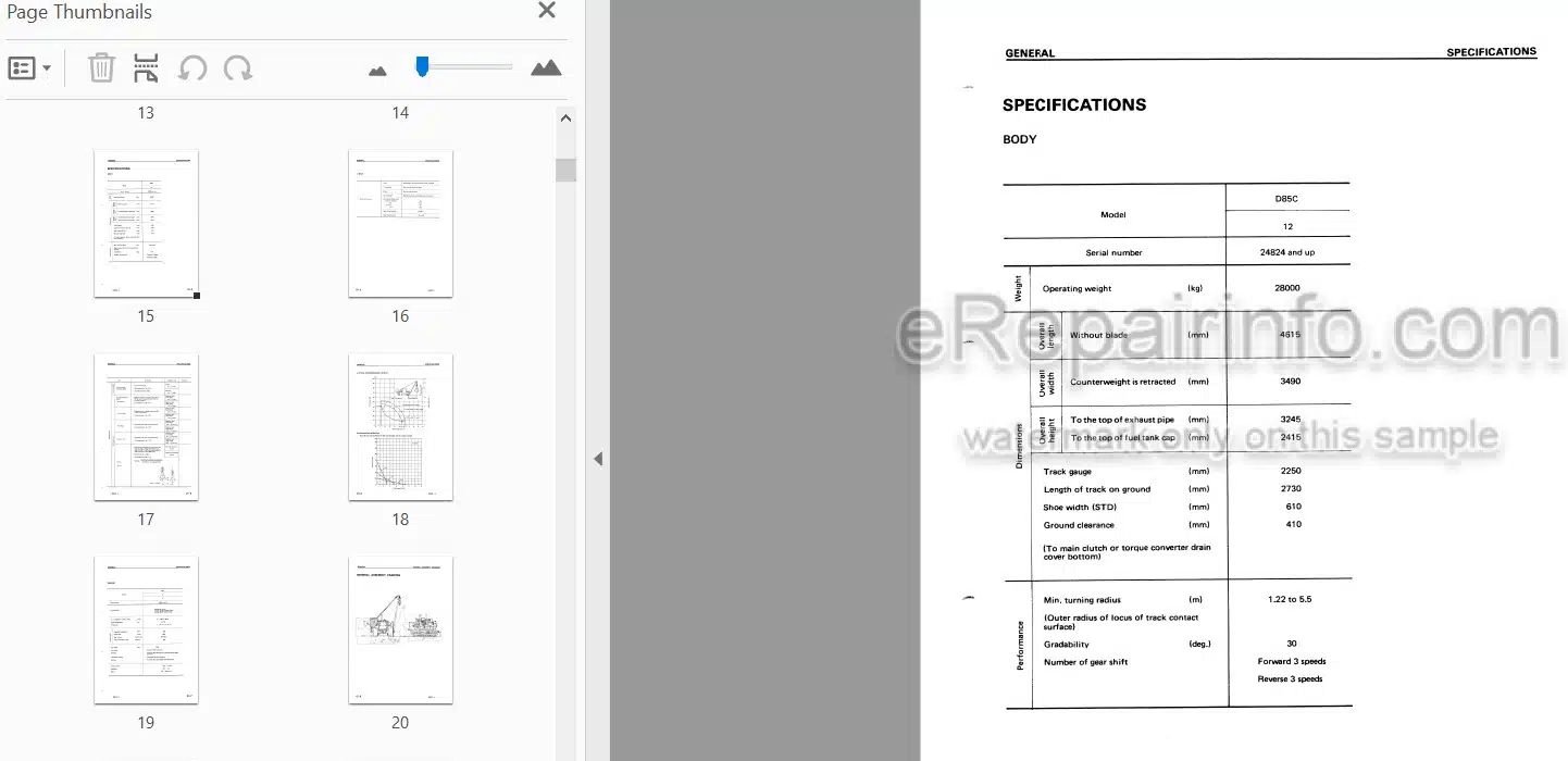 Photo 3 - Komatsu D85C-12 Shop Manual Pipelayer SEBM0156B00 SN 24824-