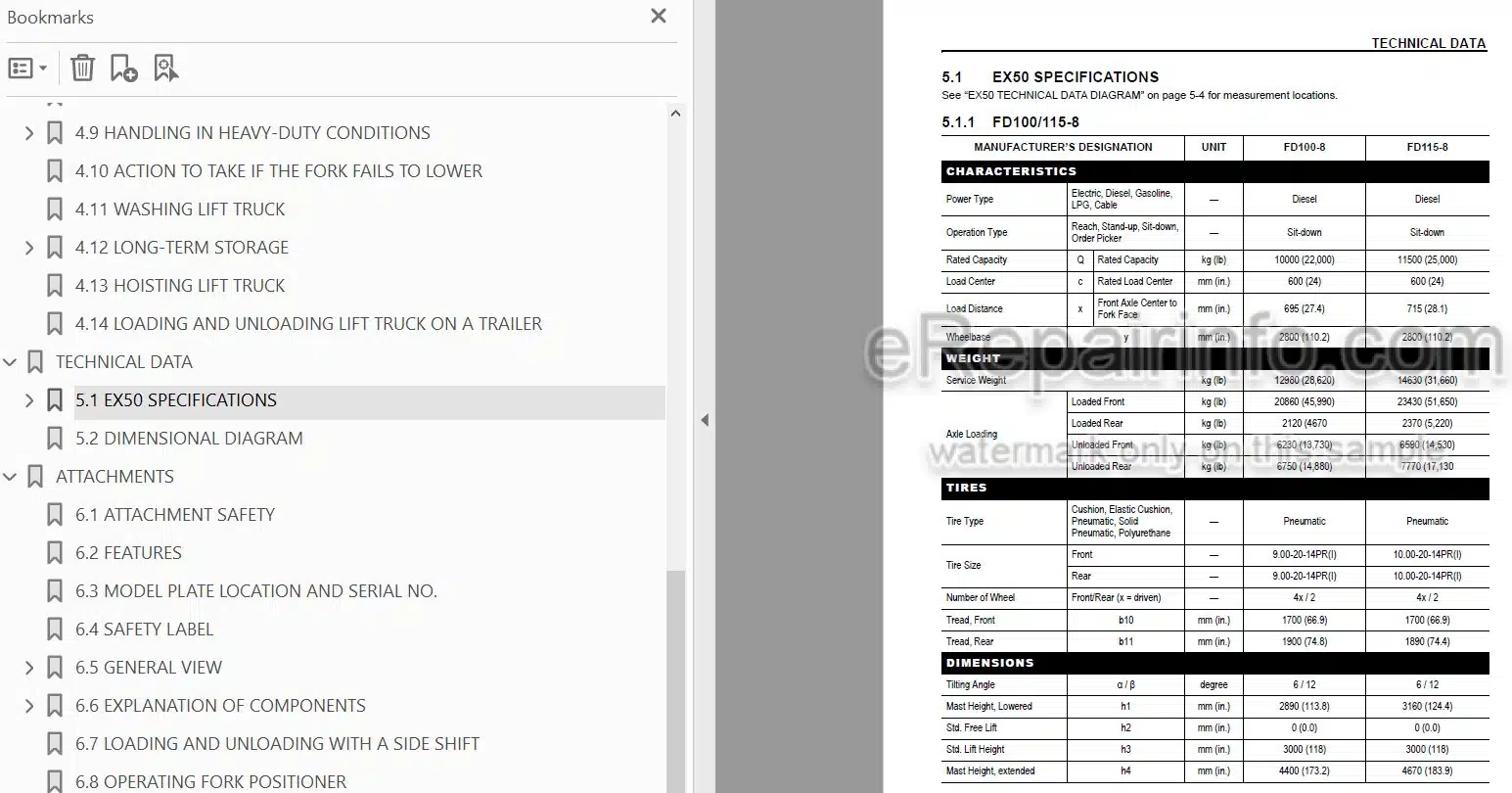 Photo 3 - Komatsu EX50 FD100-8 To FD160E-8 Operation And Maintenance Manual Forklift Truck OM122