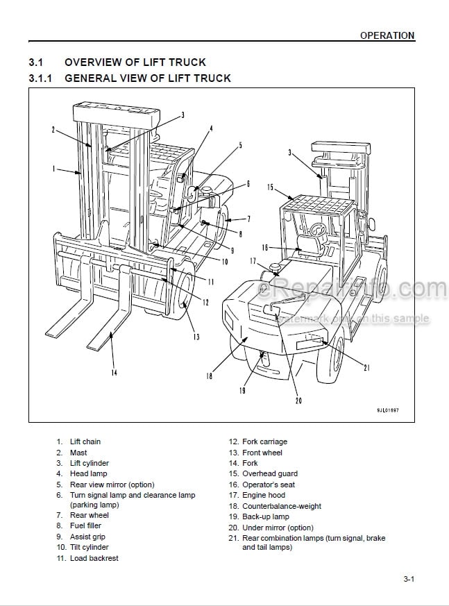 Photo 4 - Komatsu EX50 FD100-8 To FD160E-8 Operation And Maintenance Manual Forklift Truck OM122