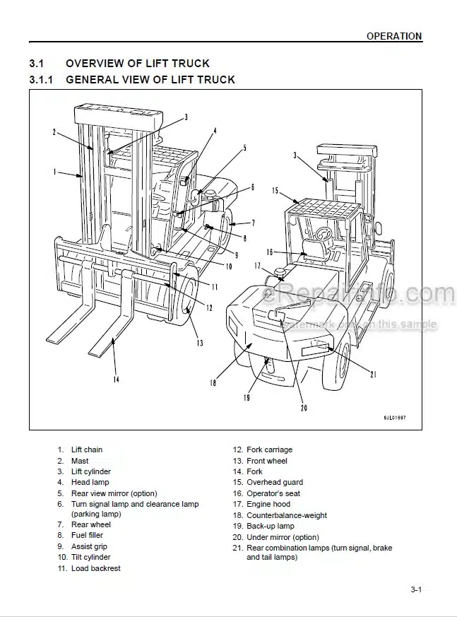 Photo 4 - Komatsu EX50 FD100-8 To FD160E-8 Operation And Maintenance Manual Forklift Truck OM122